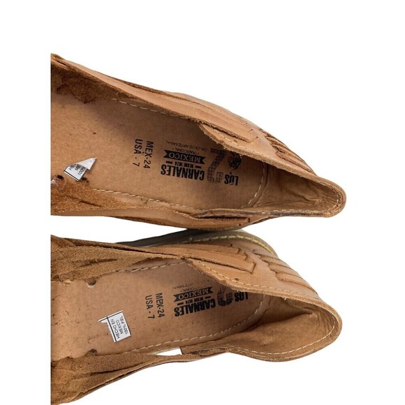 Los 2 Carnales Flats Women's Size 7 Tooled Leather Sunflower Handmade Mexico - Picture 9 of 10